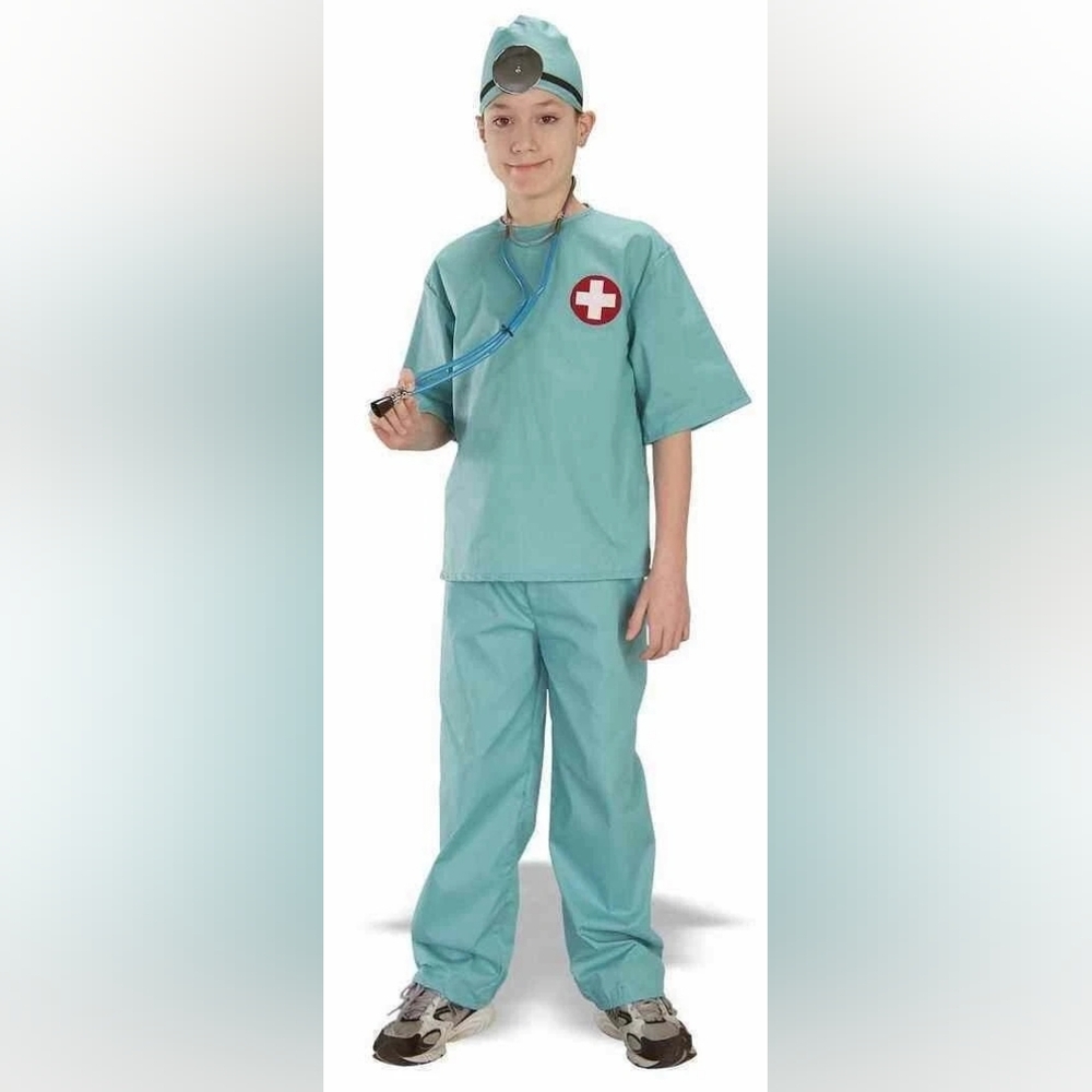 Kids Surgeon Costume - Green,         Size (M) 8 to 10